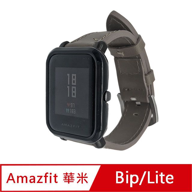 Amazfit 華米 Bip/Lite/Bip U/GTR 42mm/GTS 米動手錶 青春版 替換皮革錶帶(附錶帶裝卸工具) 20mm-低調灰