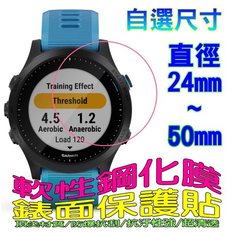 Garmin O型/正圓形 手錶鏡面保護貼(二入裝)尺寸 24mm~50mm可選軟性防爆鋼化膜