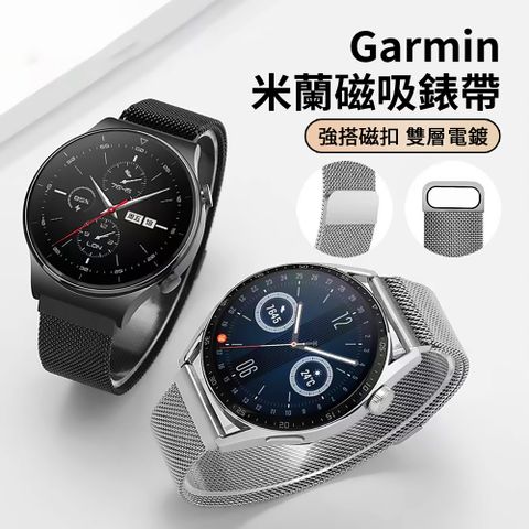 HADER GARMIN 米蘭尼斯磁吸不銹鋼替換手錶帶 高端商務手腕帶 22mm/20mm 通用款