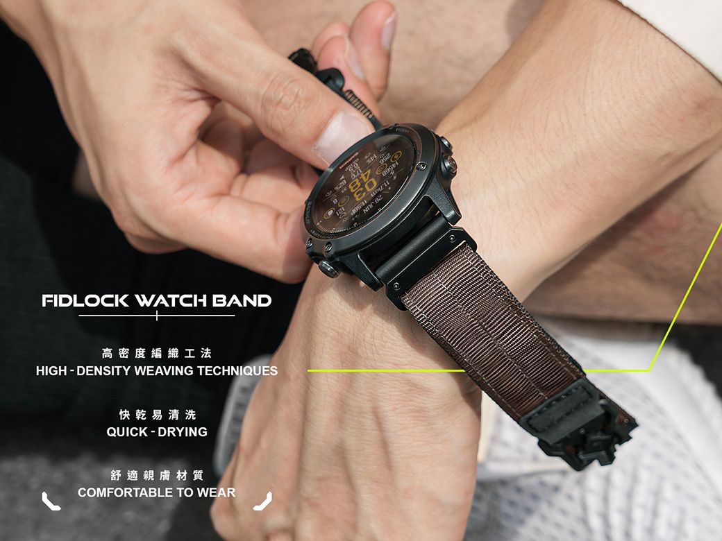 FILOCK WATCH BAND高密度編織工HIGHDENSITY WEAVING TECHNIQUES快乾易清洗QUICKDRYING舒適親膚材質COMFORTABLE TO WEARe14%D