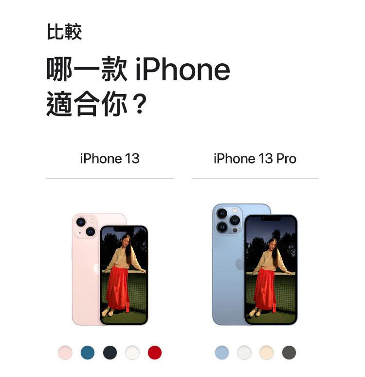 比較哪一款 iPhone適合你?iPhone 13iPhone 13 Pro