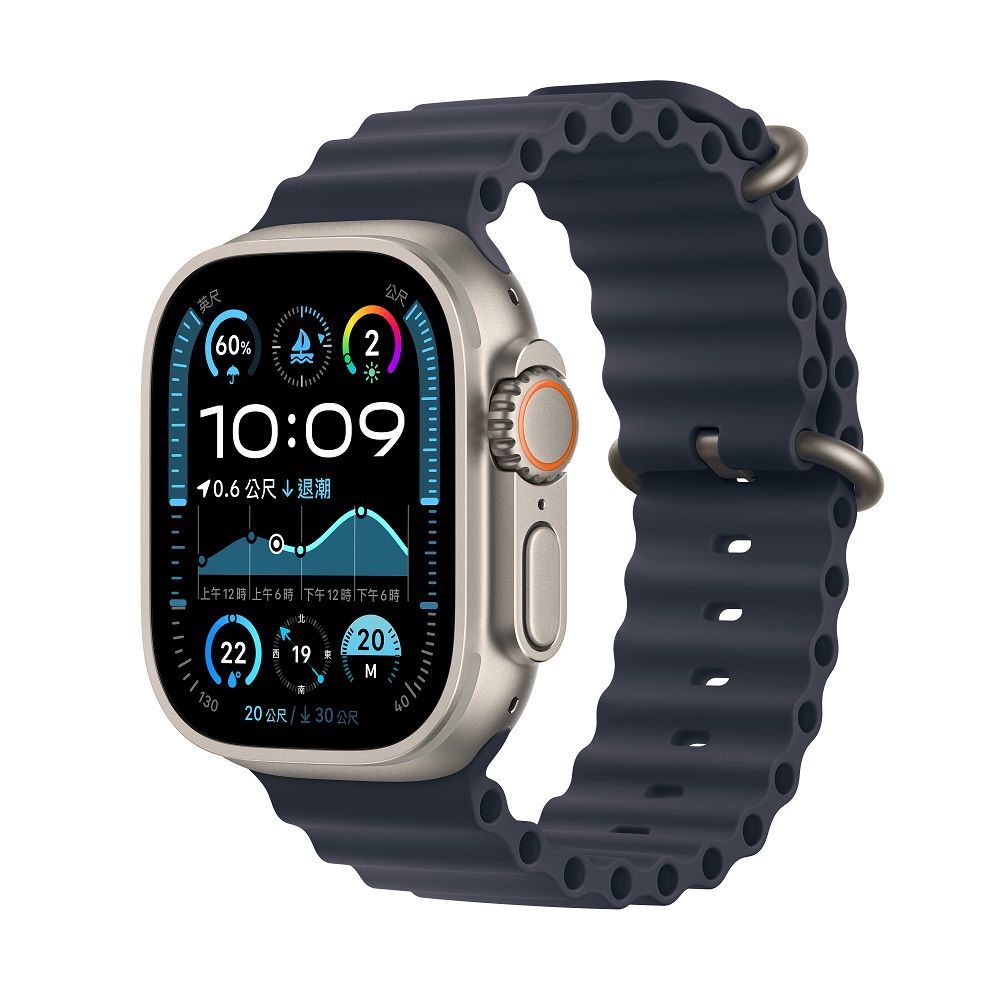 Apple 蘋果 Apple Watch Ultra 2 GPS + LTE 49 mm天然鈦金屬錶殼配海軍藍海洋錶帶