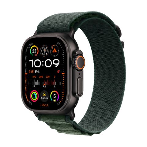 Apple 蘋果 Apple Watch Ultra 2 GPS + LTE 49 mm黑色鈦金屬錶殼配深綠色高山錶環