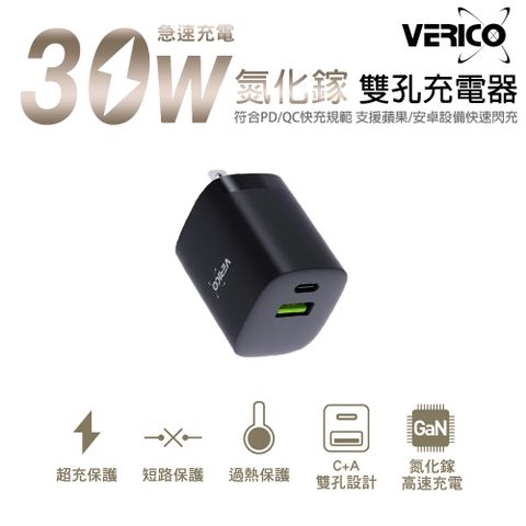 VERICO GRIP VERICO 30W 氮化鎵 雙孔快速充電器 (符合PD/QC快充規範) RLC-537TW