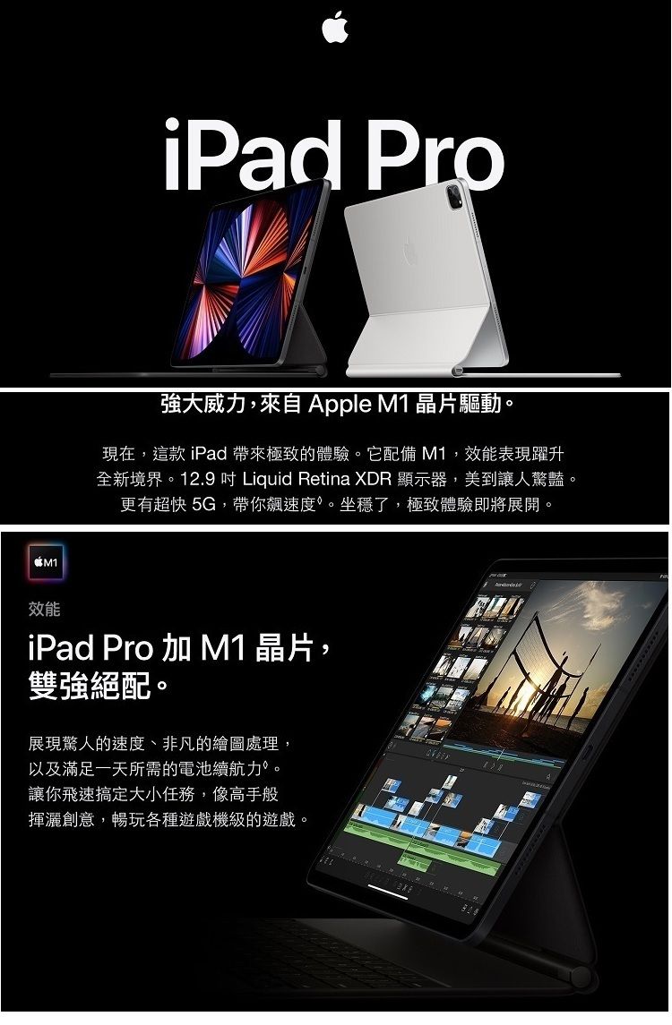 iPad Pro 12.9吋(第五代) WiFi 256GB 太空灰(MHNH3TA/A)- 福利品