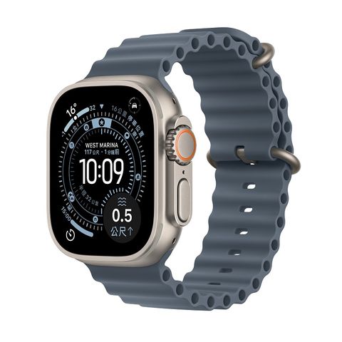 Apple Watch Ultra 3 GPS + LTE 49mm 原色鈦 錶殼搭配錨藍色海洋錶帶