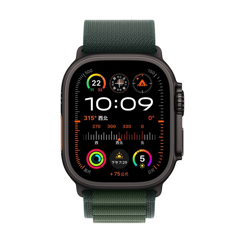 Apple 蘋果 Apple Watch Ultra 2 GPS + LTE 49 mm黑色鈦金屬錶殼配深綠色高山錶環