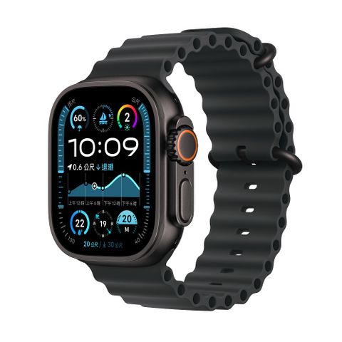 Apple 蘋果 Apple Watch Ultra 2 GPS + LTE 49 mm黑色鈦金屬錶殼配黑色海洋錶帶