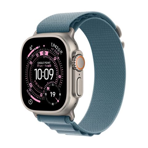Apple Watch Ultra 3 GPS + LTE 49mm 原色鈦 錶殼搭配淡藍色 高山錶環