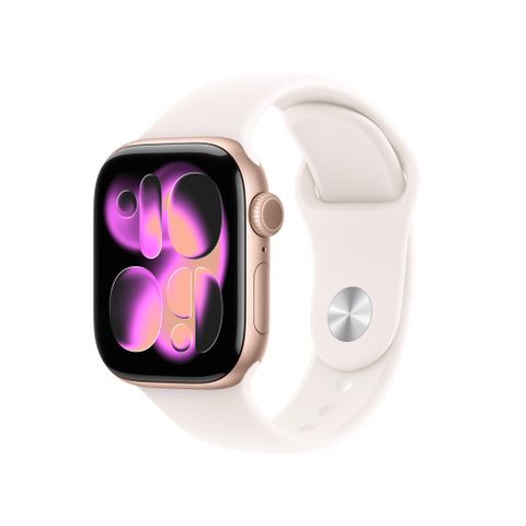 Apple Watch Series 11 GPS 42mm 玫瑰金色鋁金屬 錶殼搭配  淡胭粉色運動錶帶