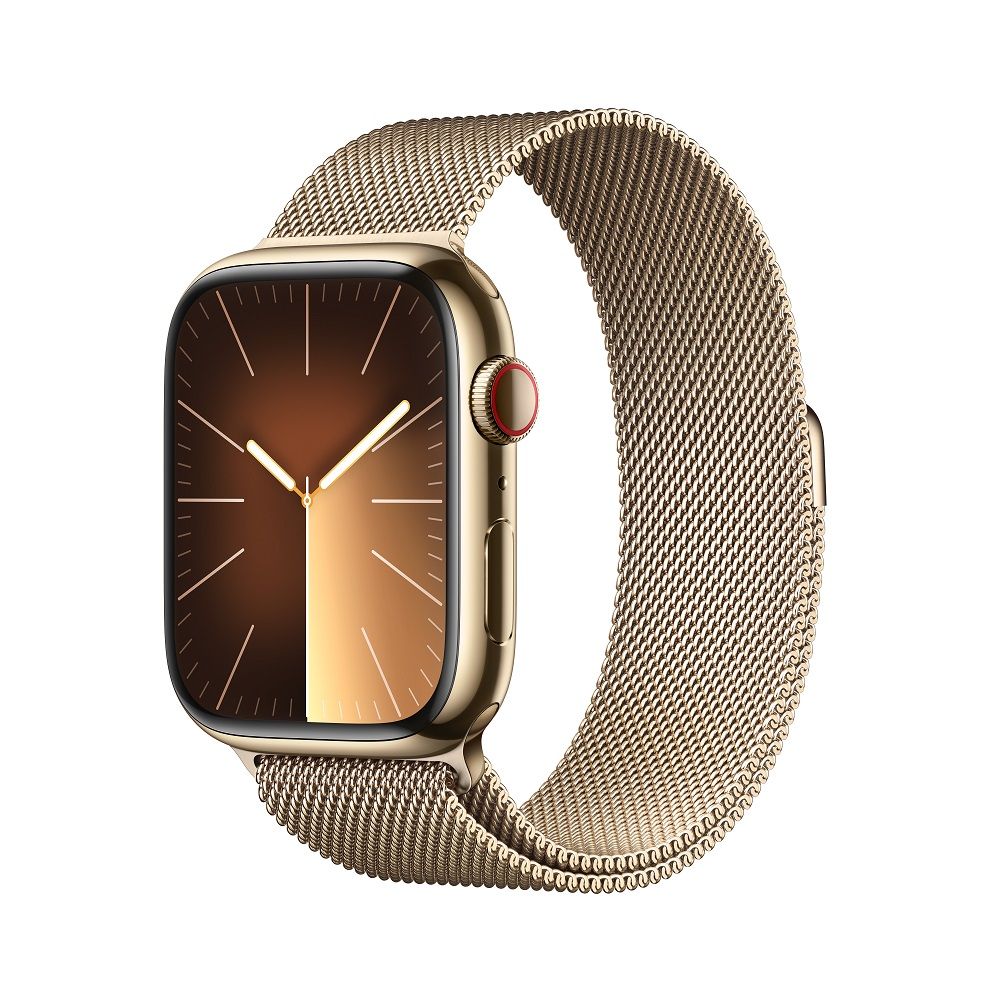 Apple Watch Series 9 GPS + Cellular 45mm 金色不鏽鋼錶殼金色米蘭式