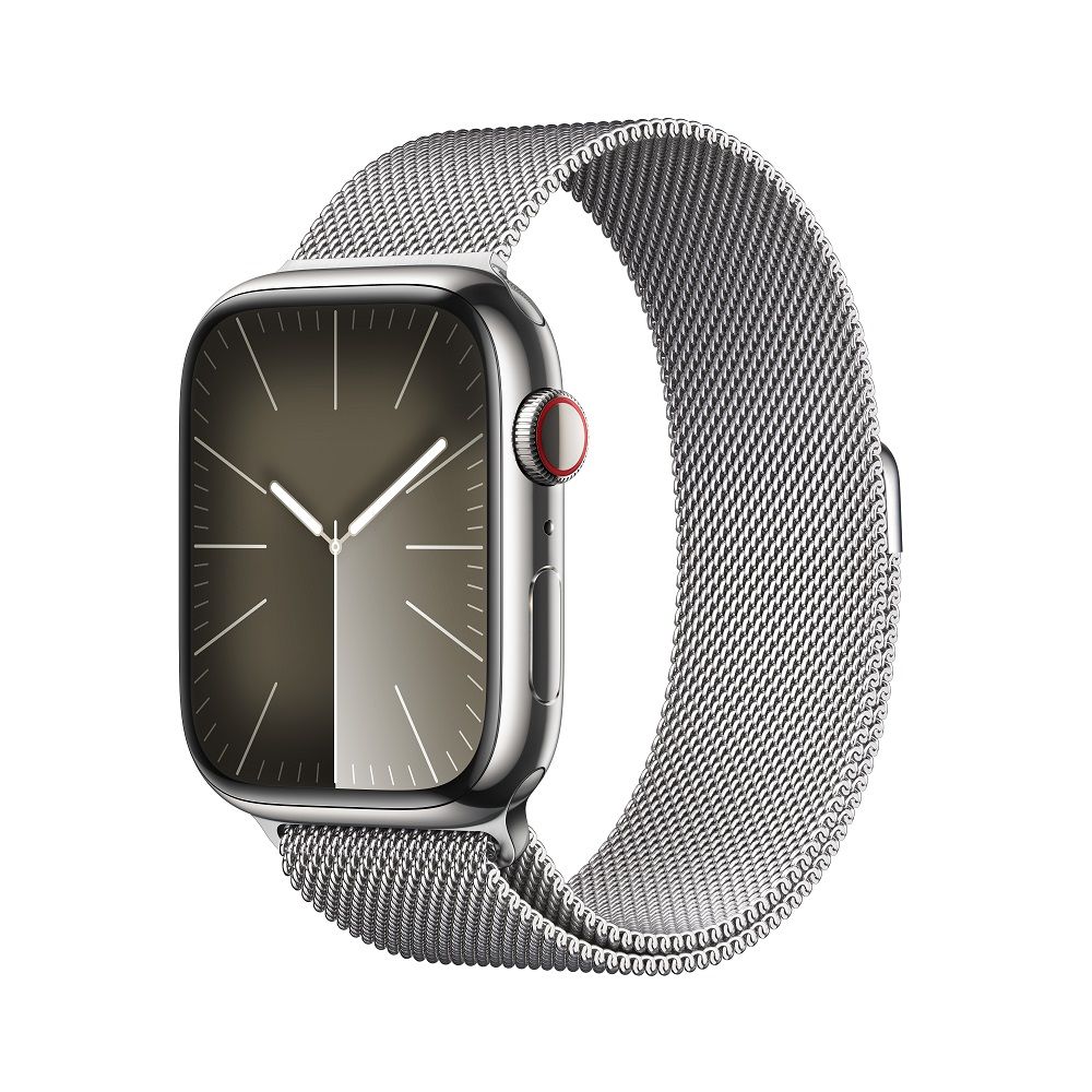 Apple Watch Series 9 GPS + Cellular 45mm 銀色不鏽鋼錶殼銀色米蘭式