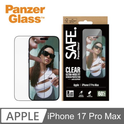 【PanzerGlass】iPhone 17 Pro Max 6.9吋 SAFE 2.5D 耐衝擊高透強化玻璃保護貼(透光性佳)