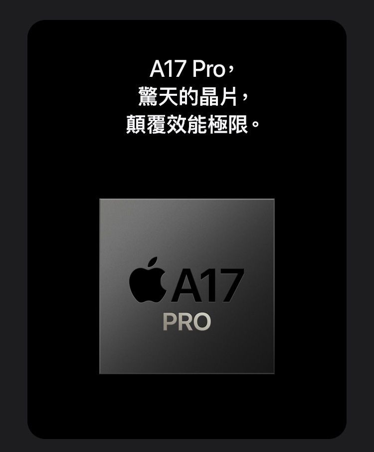 A17 Pro,驚天的晶片,顛覆效能極限。A17PRO