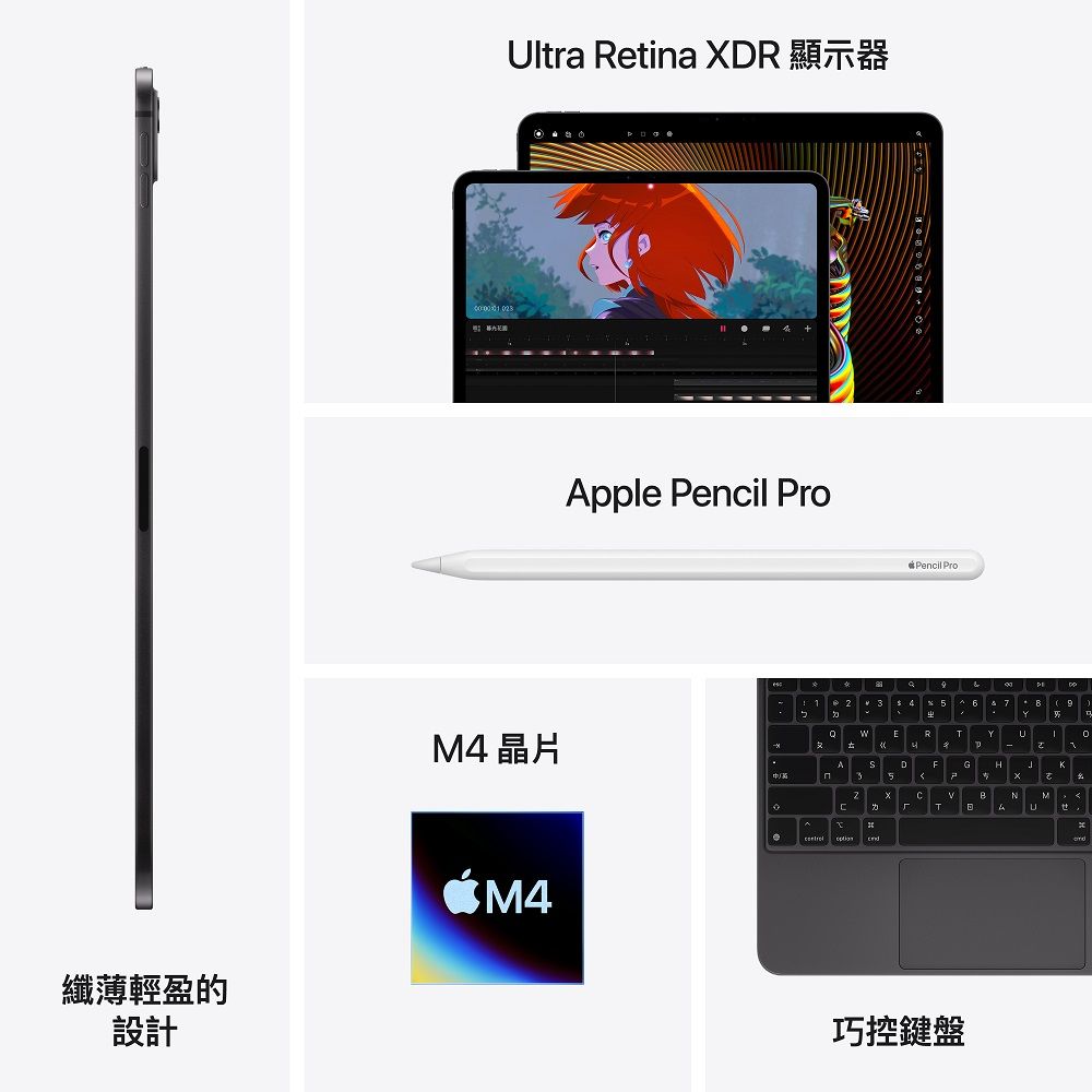 Apple 蘋果 2024  iPad Pro 11吋 512G LTE 太空黑 (MVW33TA/A)