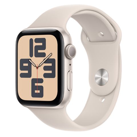 Apple Watch SE (GPS) 44mm 星光色鋁金屬錶殼；星光色運動型錶帶 S/M
