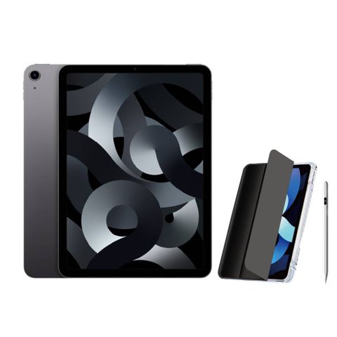 2022 Apple iPad Air 5 10.9吋 64G WiFi 太空灰色+電量顯示磁力吸附觸控筆 +三折休眠防摔殼+高透光滿版保護貼