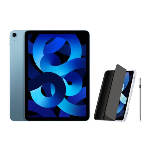 2022 Apple iPad Air 5 10.9吋 64G WiFi 藍色+電量顯示磁力吸附觸控筆+防摔殼+滿版保護貼