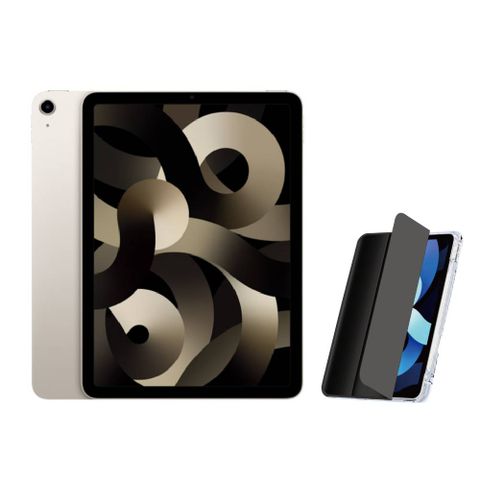 2022 Apple iPad Air 5 10.9吋 64G WiFi 星光色+三折休眠防摔殼+高透光滿版保護貼