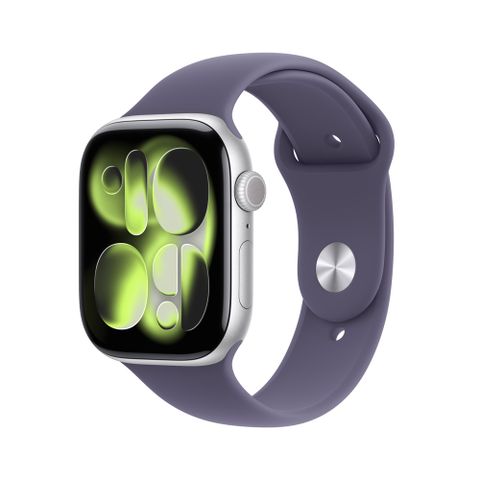 Apple Watch Series 11 GPS + LTE 46mm 銀色鋁金屬 錶殼搭配 霧紫色 運動錶帶