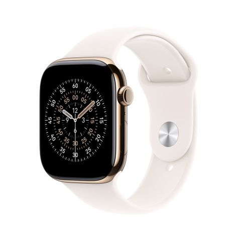 Apple Watch Series 11 GPS + LTE 46mm 金色錶殼搭配 淡胭粉色運動錶帶