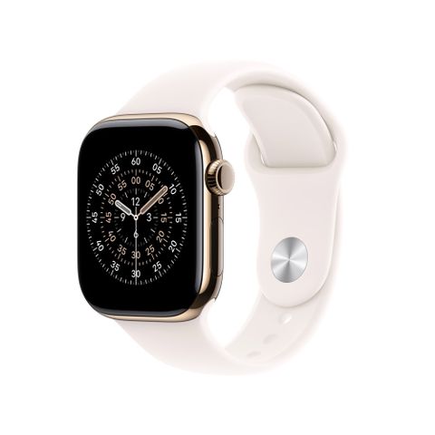 Apple Watch Series 11 GPS + LTE 42mm 金色錶殼搭配 淡胭粉色運動錶帶