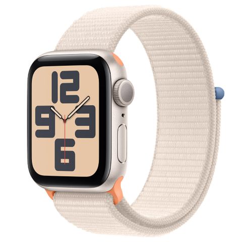 Apple Watch SE (GPS) 40mm 星光色鋁金屬錶殼；星光色織紋布料運動型錶帶