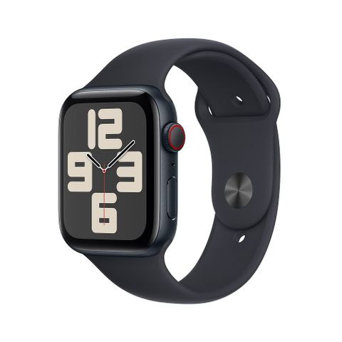 Apple Watch SE 44mm (GPS + 行動網路) 午夜色鋁金屬錶殼；午夜色運動型錶帶 S/M