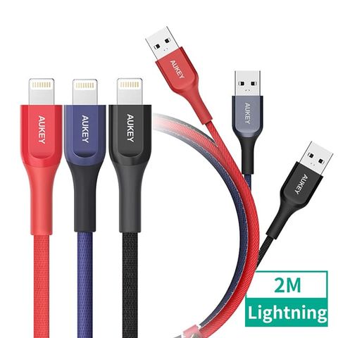AUKEY USB-A to Lightning CB-AKL2 MFi認證 充電線-2M高效快充 極度耐用