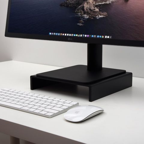 鋁合金螢幕架 顯示器支架 iMac支架 螢幕增高架 黑色 (下方可放Mac Mini)