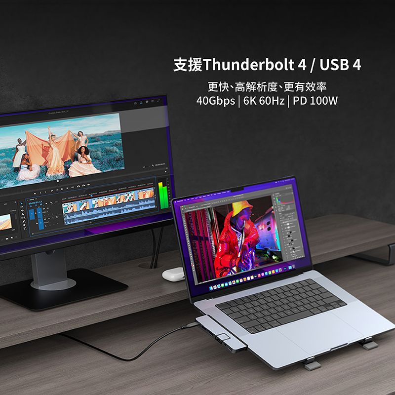 Thunderbolt 4 / USB 4更快、高解析度、更有效率40Gbps  6K   PD 100W