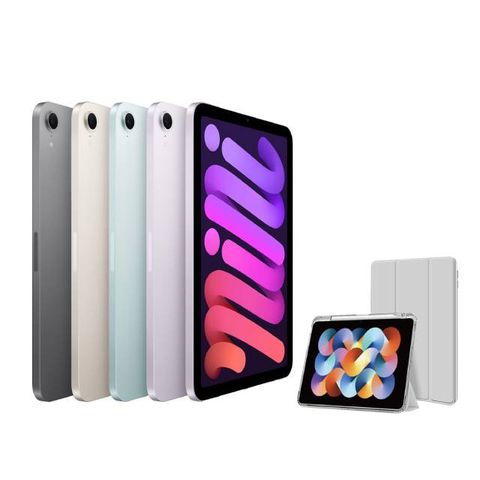 Apple 蘋果 第七代 iPad mini 8.3 吋 128G WiFi+高透光滿版保護貼+三折休眠防摔殼超值組