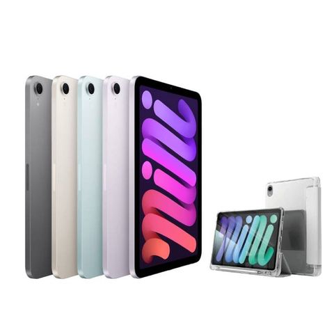 Apple 蘋果 第七代 iPad mini 8.3 吋 128G WiFi+高透光滿版保護貼+三折休眠防摔殼超值組