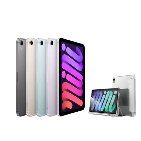 Apple 蘋果 第七代 iPad mini 8.3 吋 128G LTE+高透光滿版保護貼+三折休眠防摔殼超值組