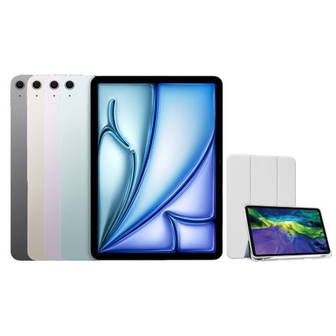 Apple 蘋果 iPad Air 13吋 M3 512G WiFi+三折休眠防摔殼+高透光滿版保護貼