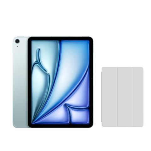 Apple 蘋果 2024 iPad Air 11吋 512G WiFi 藍 (MUWM3TA/A)+三折休眠防摔殼+高透光滿版保護貼