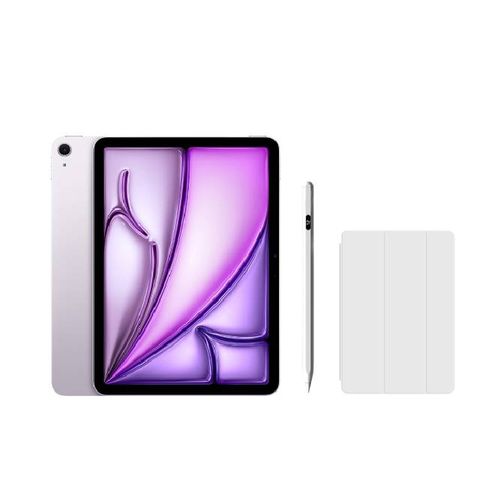 Apple 蘋果 2024  iPad Air 11吋 512G WiFi 紫 (MUWP3TA/A)+磁力吸附觸控筆+防摔殼+保護貼