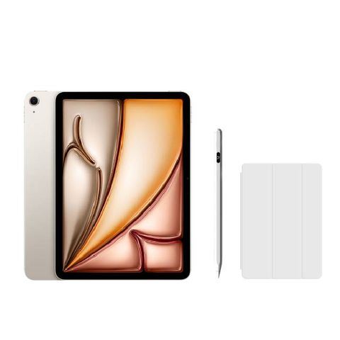 2024 Apple iPad Air 11吋 512G WiFi 星光色 (MUWN3TA/A) +磁力吸附觸控筆+防摔殼+保護貼