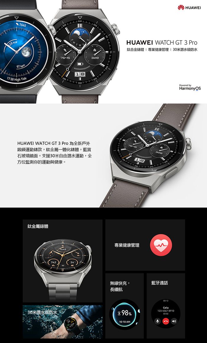 HUAWEI華為WATCH GT 3 Pro 46mm 藍牙運動智慧手錶時尚灰- PChome 24h購物