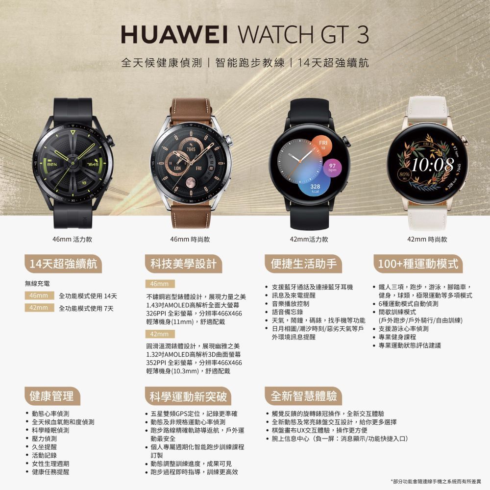 HUAWEI Watch GT 3 46mm 活力款(橡膠黑) - PChome 24h購物