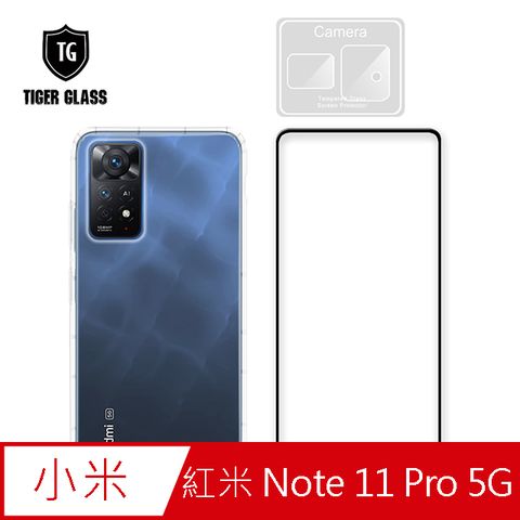 T.G MI 紅米 Note 11 Pro 5G 手機保護超值3件組(透明空壓殼+鋼化膜+鏡頭貼)