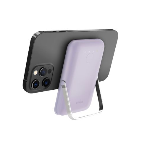 UNIQ Hoveo 5000mAh 20W支架款磁吸行動電源 支援磁吸 淺紫色