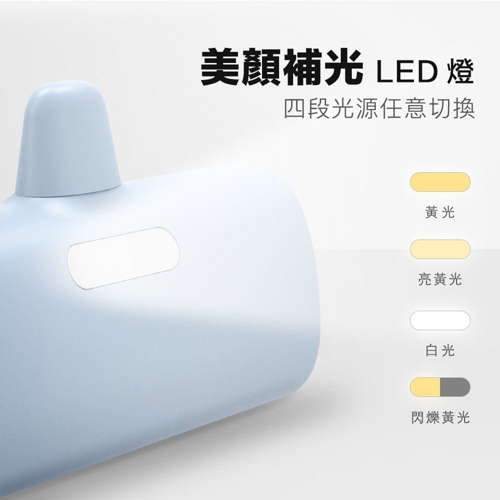 PhotoFast PD快充版 Lighting Power Type-C 5000mAh LED數顯 /四段補光燈 口袋電源 口袋行動電源(Type-C專用)(安卓 /iPhone 15系列適用)-質感白