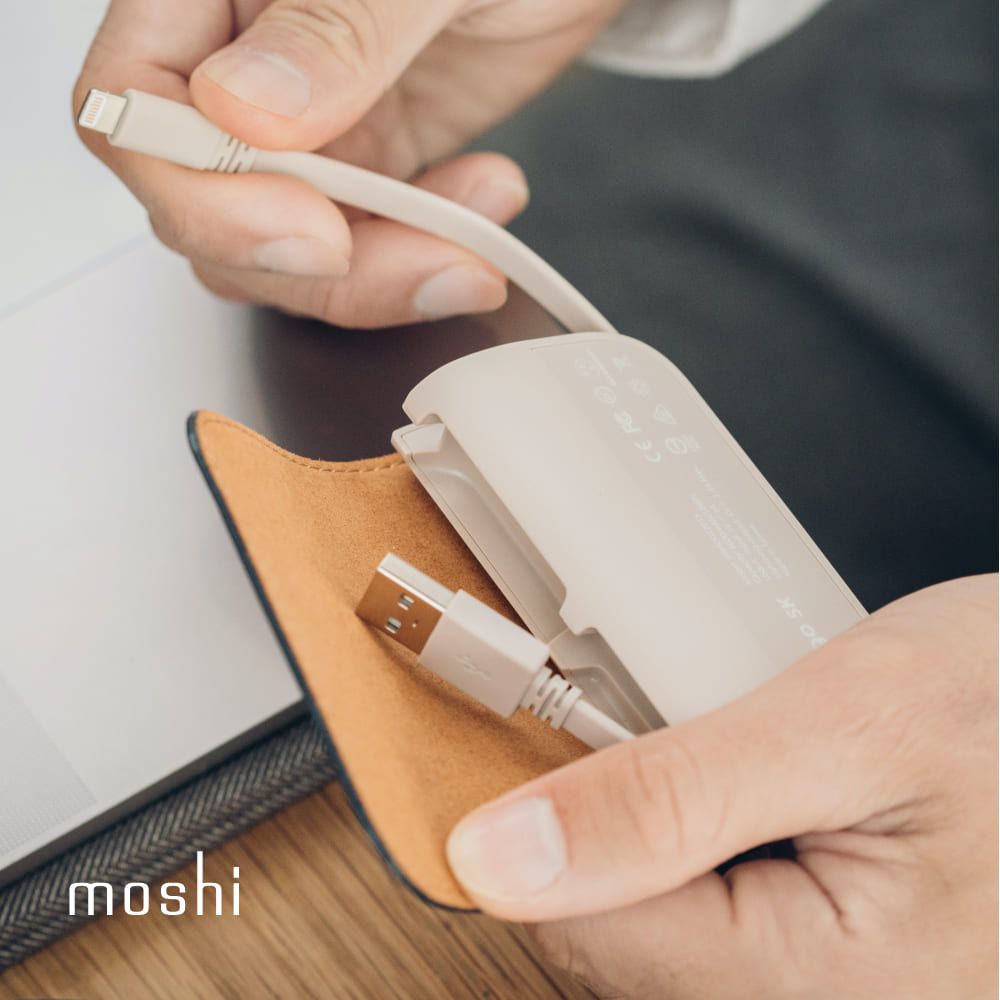 Moshi 摩仕 IonGo 5K 帶線行動電源 (USB-A 及 Lightning 雙充電線)