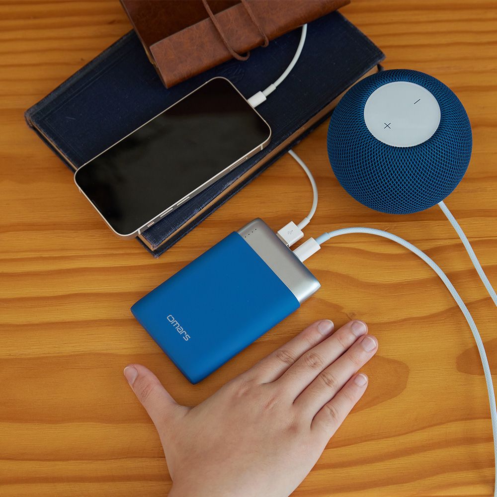 OMARS 炫彩系行動電源-天海藍｜10000mAh｜三孔充電｜標示Wh