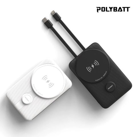 POLYBATT 10000mAh 磁吸帶線行動電源 支援磁吸 2C / LC