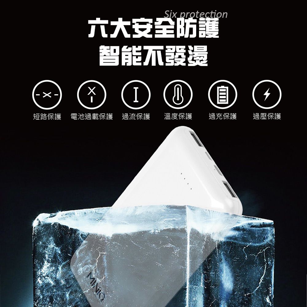 Six protection六大安全防護智能不發燙短路保護 電池過載保護 過流保護溫度保護過充保護過壓保護