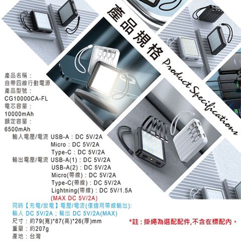MINIQ 露營燈LED照明/自帶四線行動電源(台灣製造)
