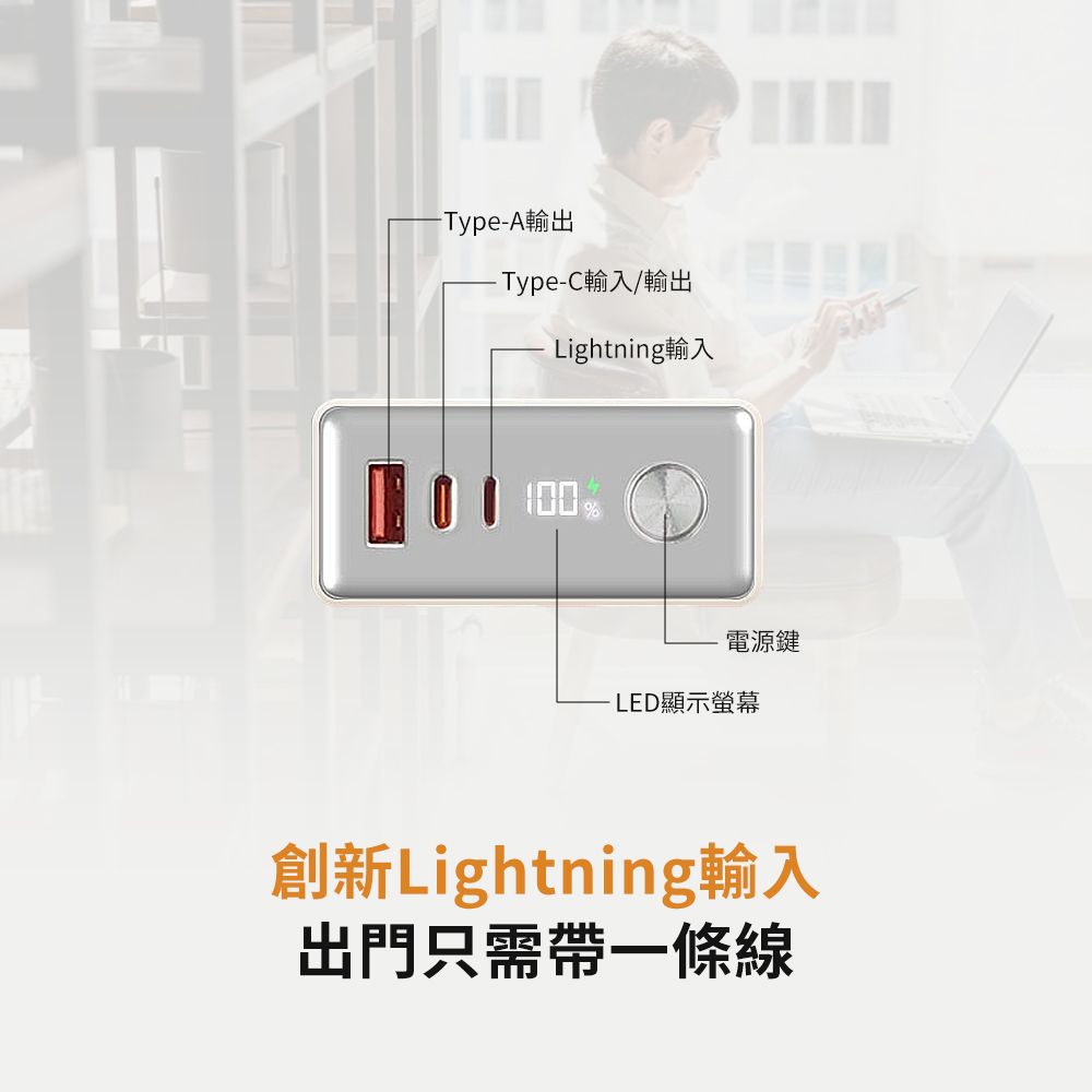 KOLIN 歌林 20W PD+QC 急速充電 液晶顯示 20000mAh 大金磚行動電源1C1A