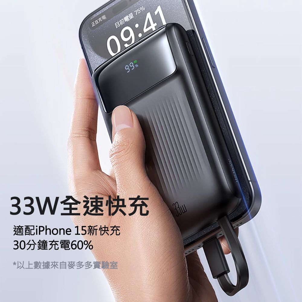 Mcdodo 麥多多  33W自帶線數顯快充行動電源10000mAh MC023